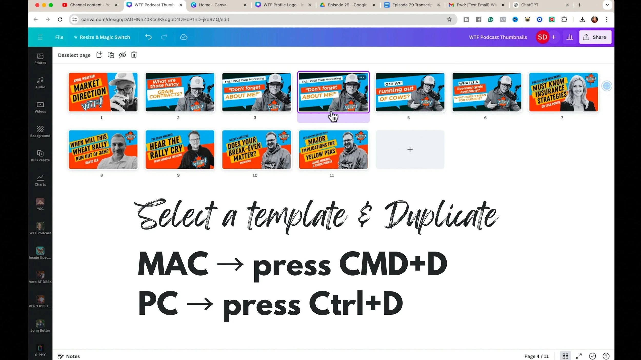 Choose One of Your Canva Thumbnail Templates, original studio demonstration