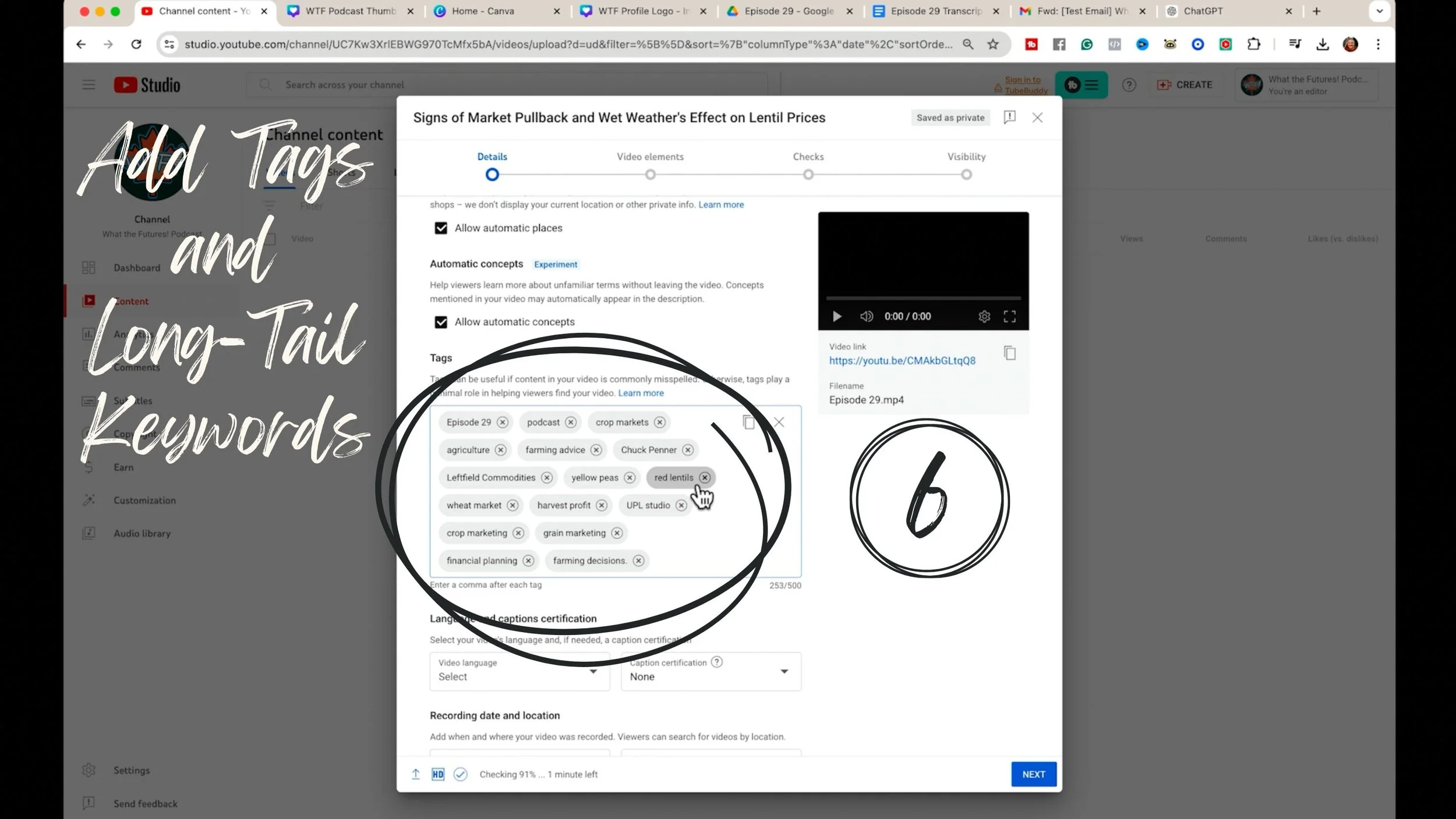 6. Add relevant tags where useful, original studio demonstration