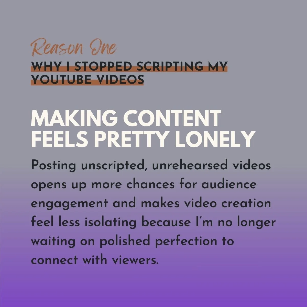 Reason 1, Making Content Feels Pretty Lonely, original studio demonstration