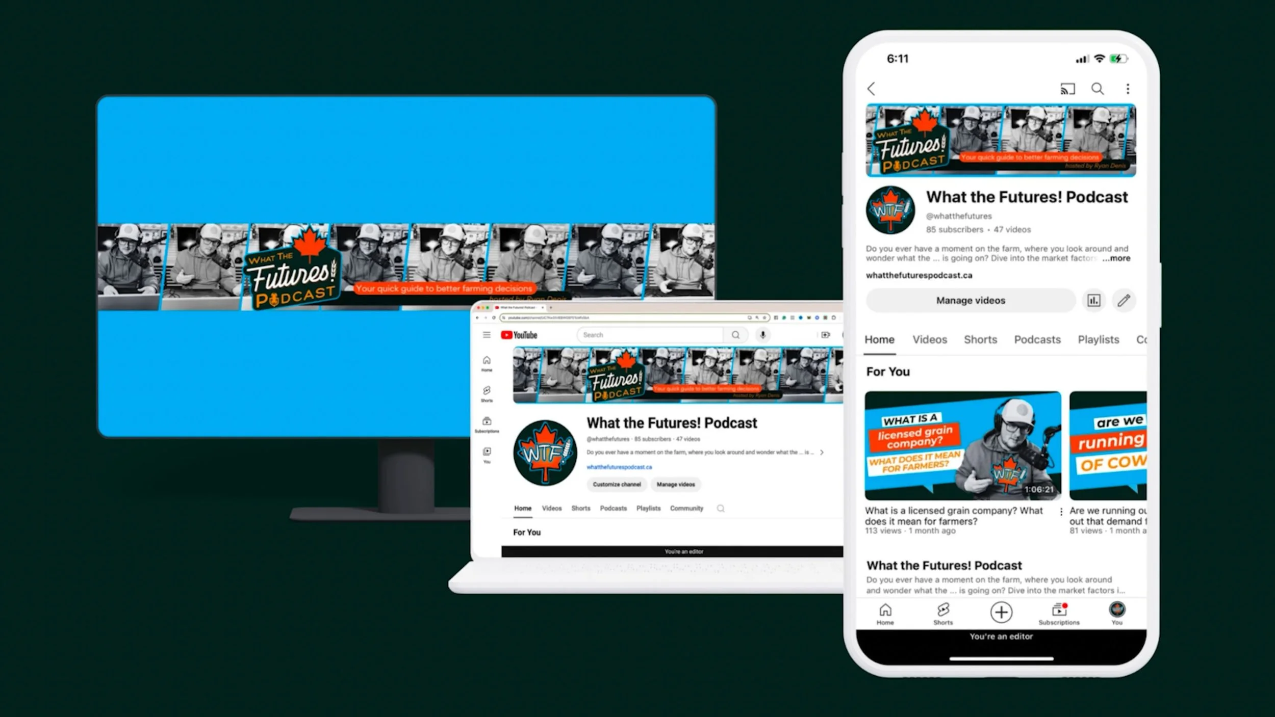Second, I created Ryan’s YouTube banner: original studio demonstration