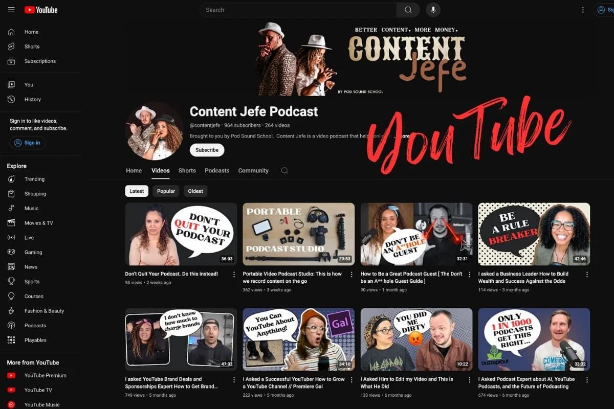Content Jefe’S Youtube Channel Analytics, original studio demonstration