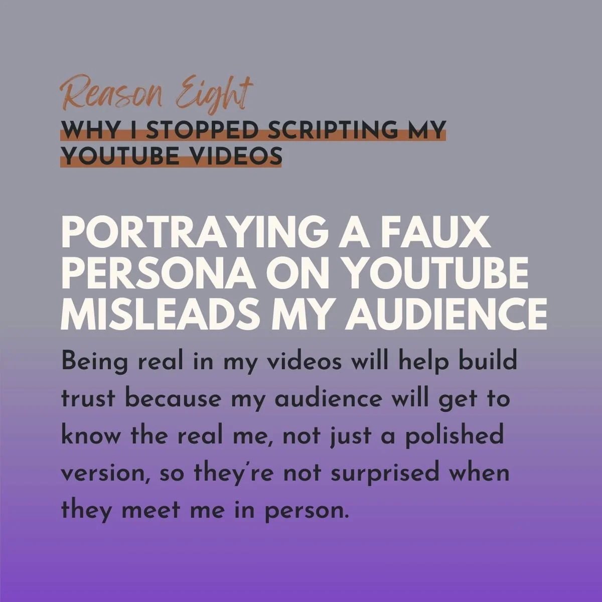 Reason 8, Portraying A Faux Persona On Youtube Misleads My Audience, original studio demonstration