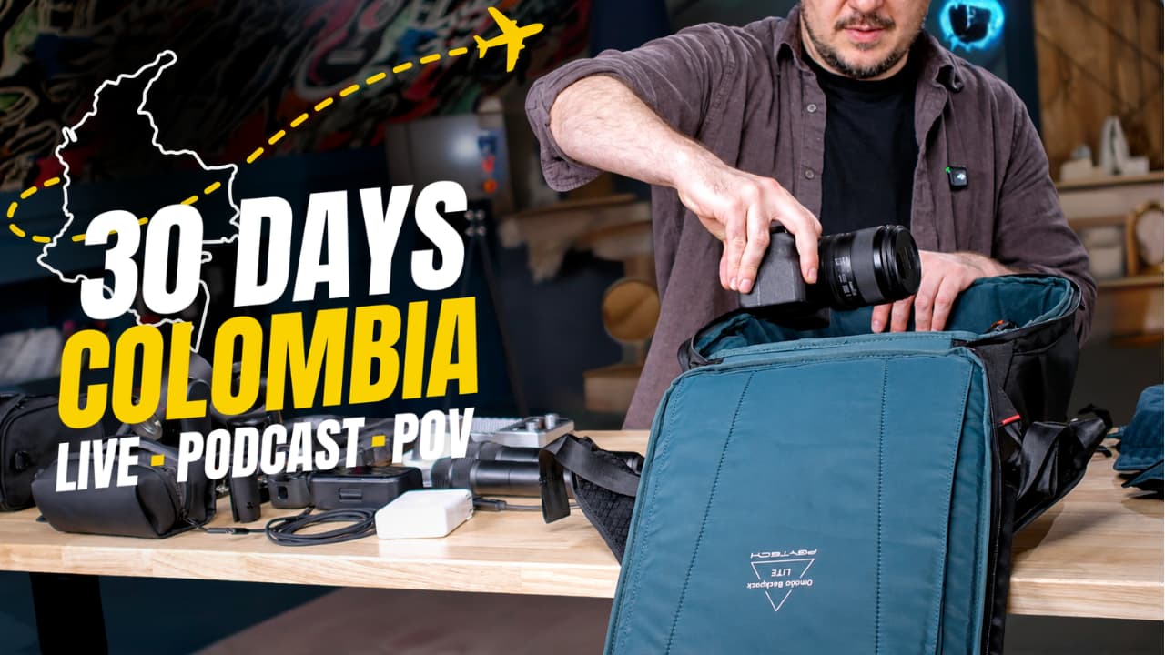 Stephen packing the cameras for our Colombia trip