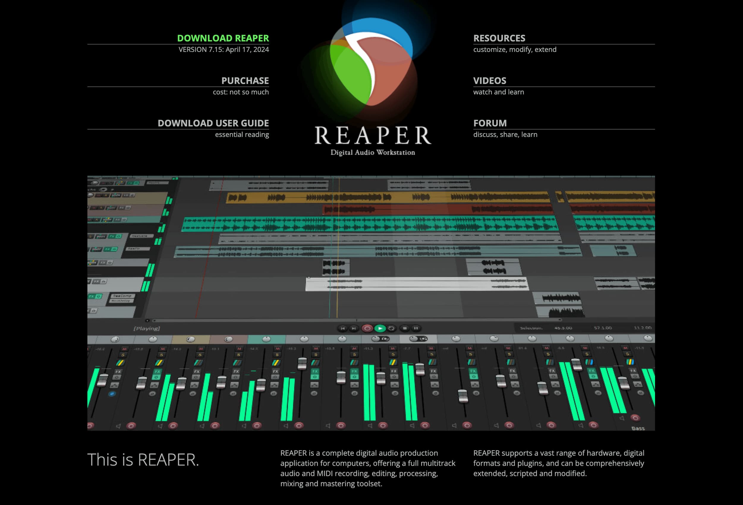 Download the REAPER Digital Audio Workstation, original studio demonstration