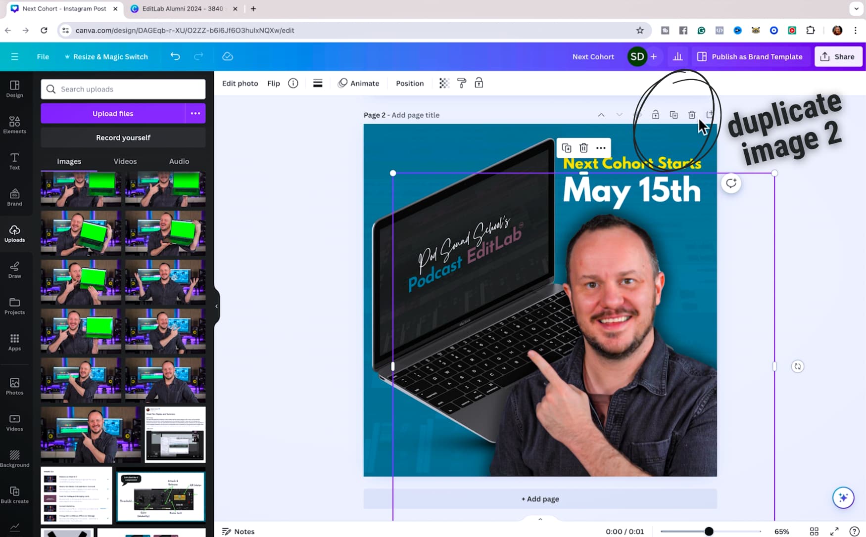 How to Create An Animated GIF in Canva, original studio demonstration