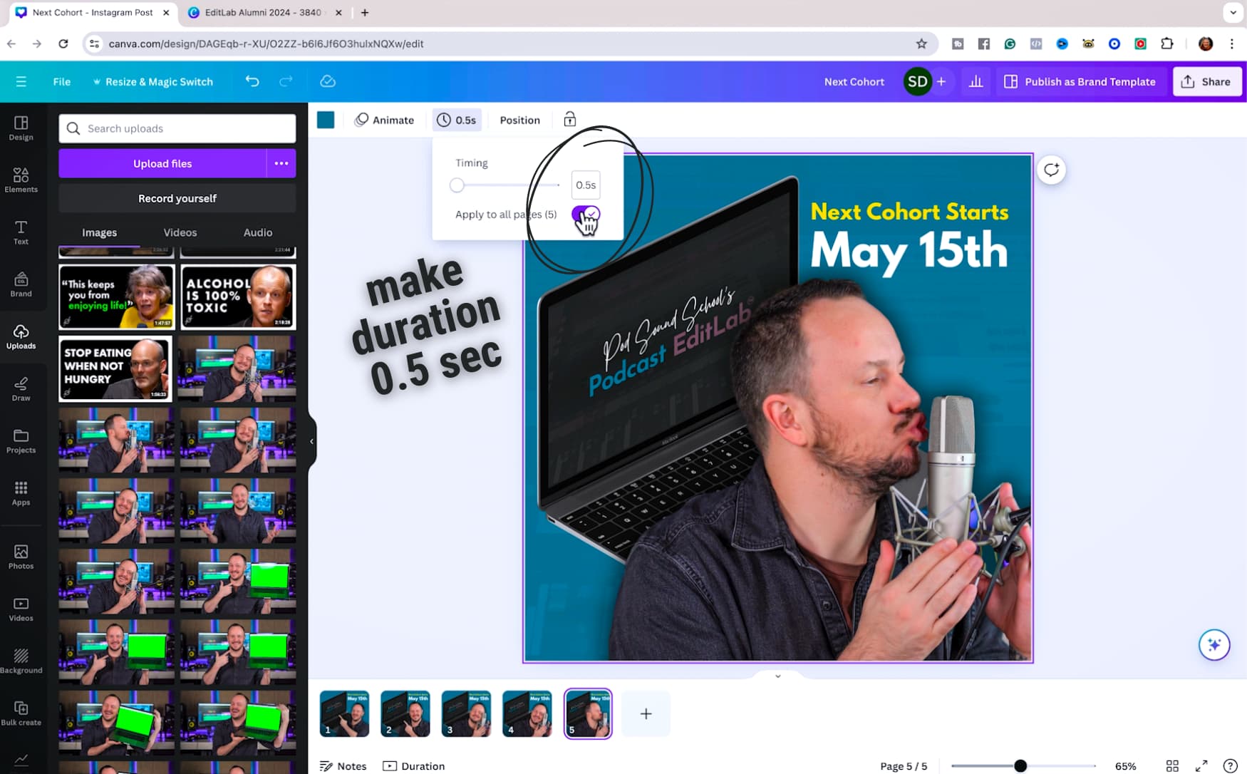 How to Create An Animated GIF in Canva, original studio demonstration
