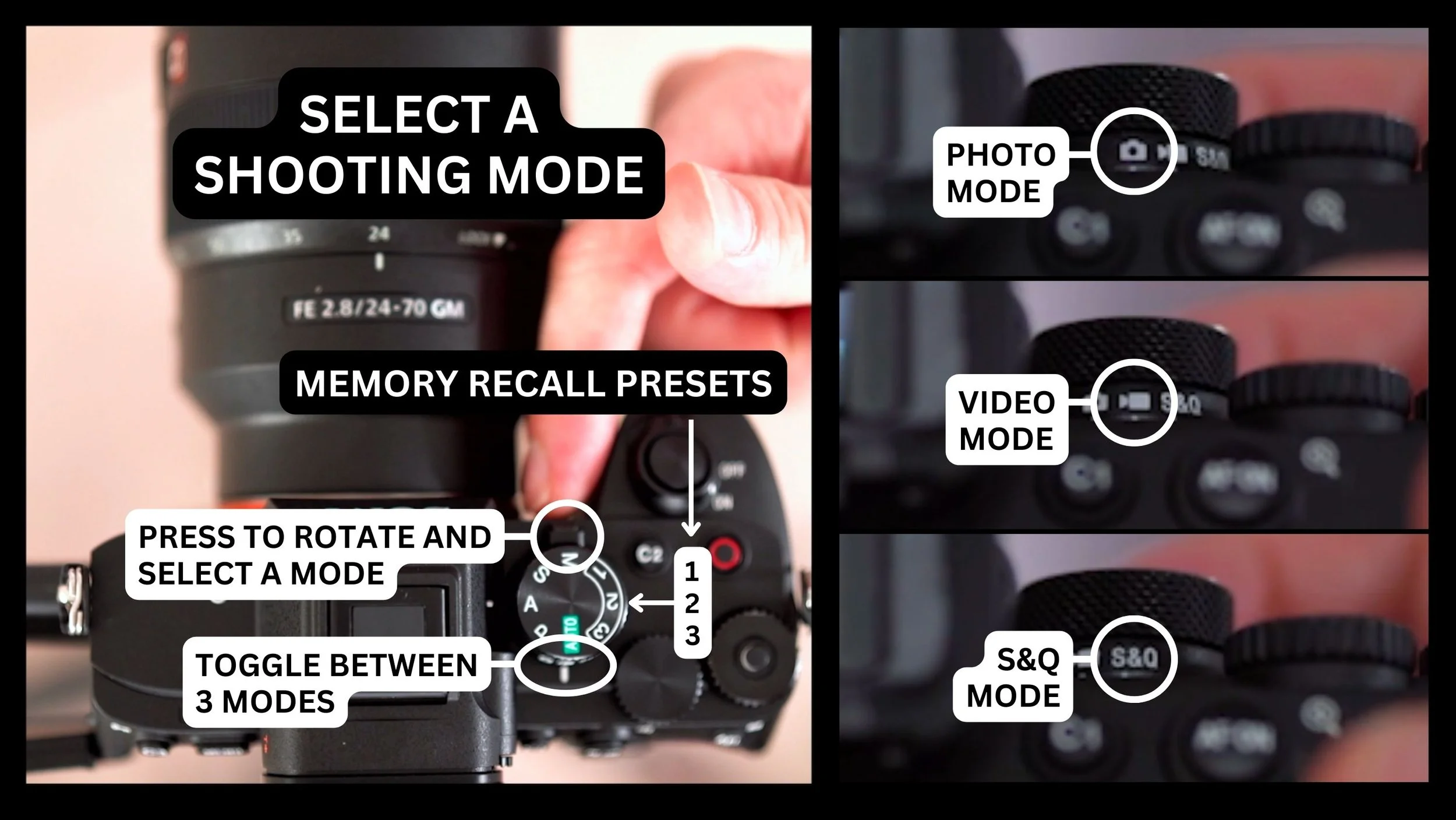 Shooting Modes & Memory Recall (1, 2 & 3) On The Mode Dial, original studio demonstration
