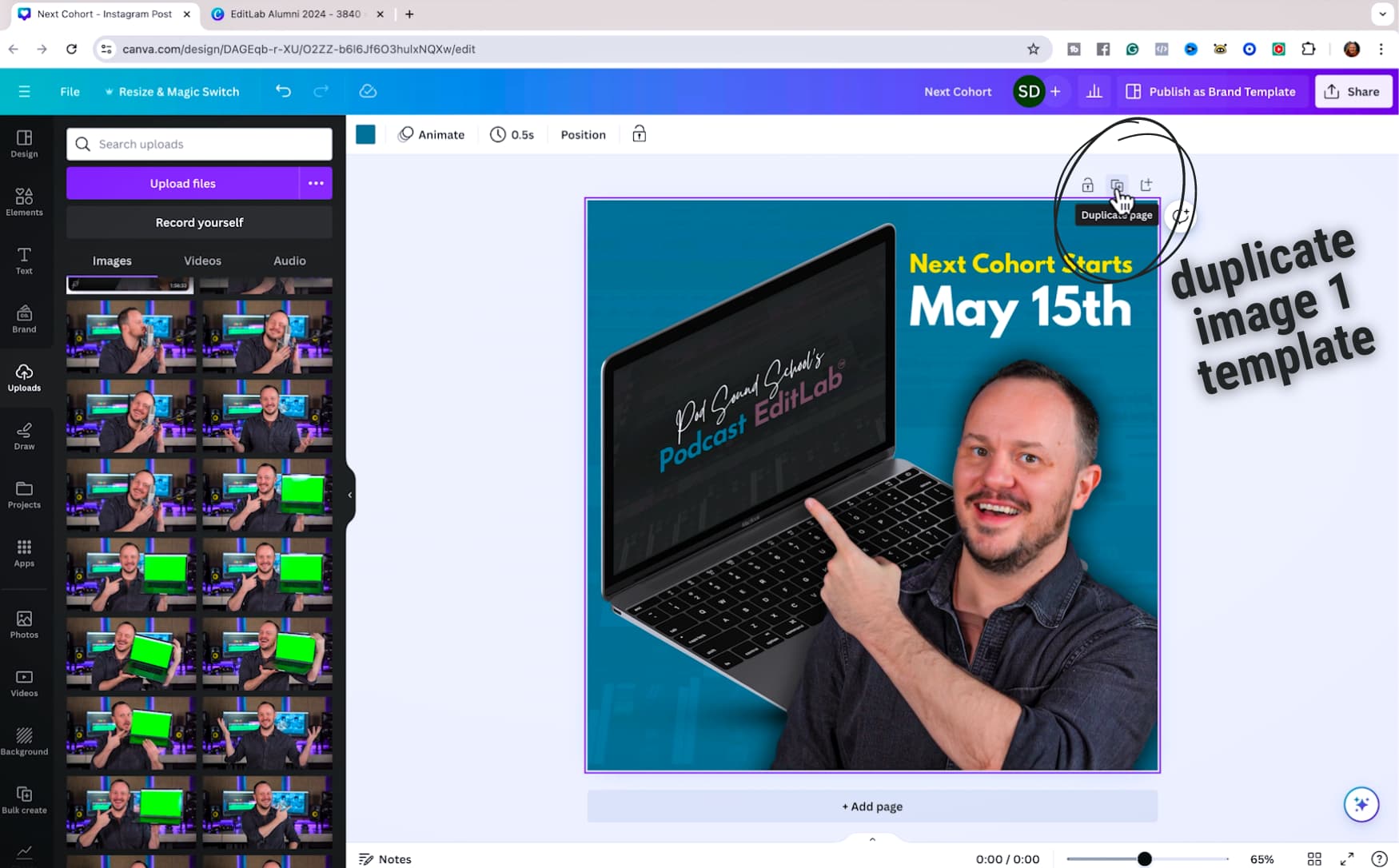 How to Create An Animated GIF in Canva, original studio demonstration